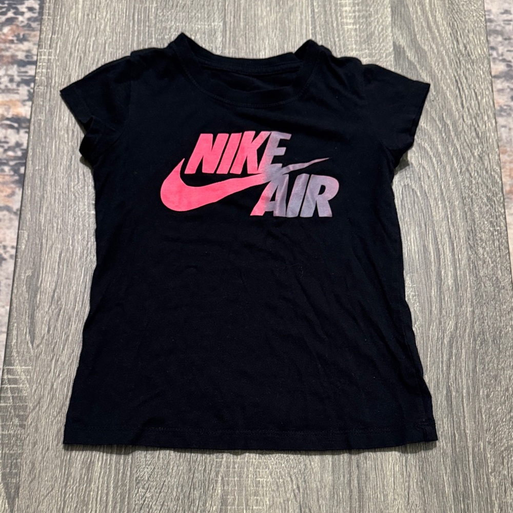 Nike Kids Black Tee with Pink Logo